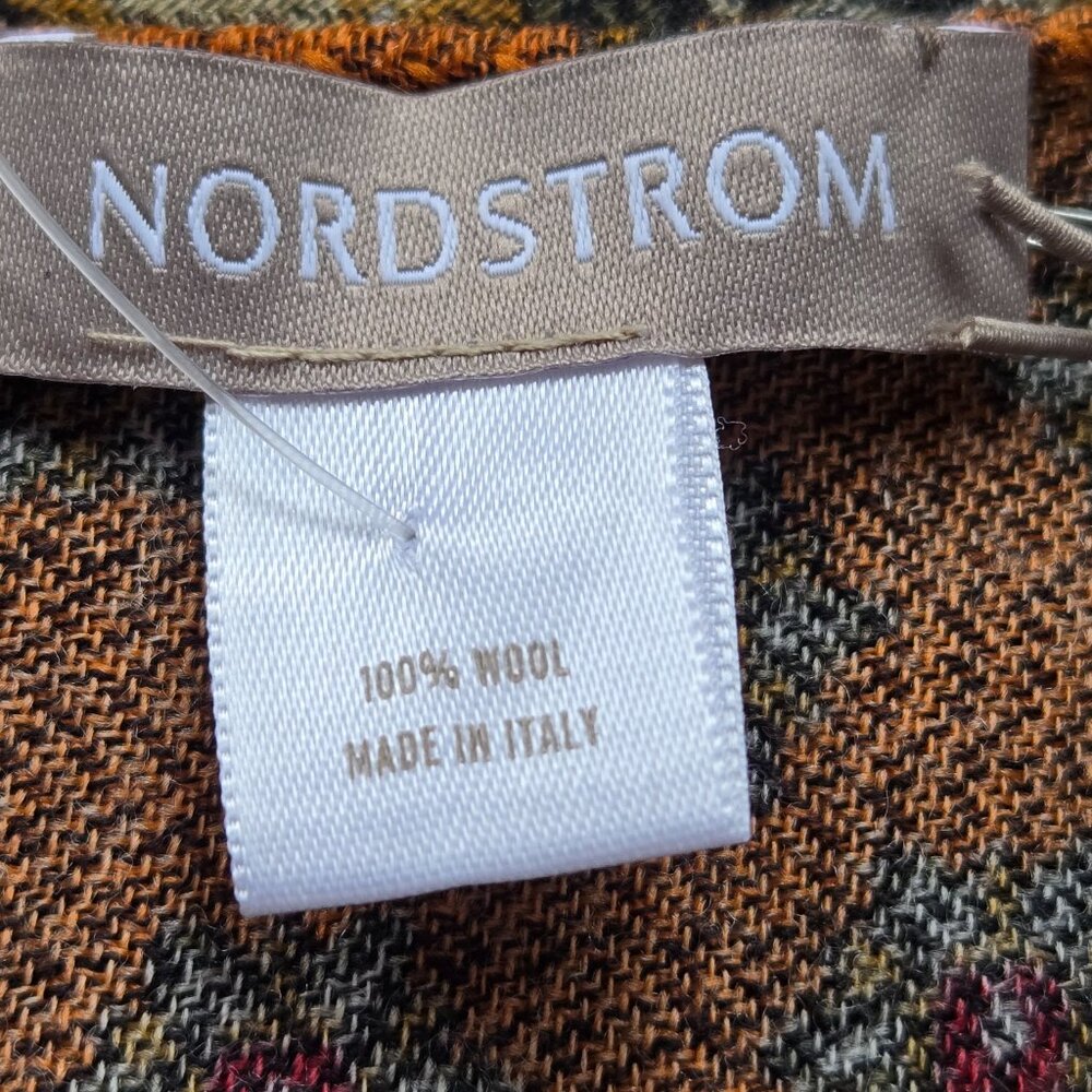 NWT Nordstrom's Wool Scarf Earth Tones Paisley Fall Colors - Picture 4 of 9